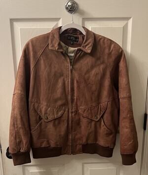 VTG 80s LA Studio Brown Leather Bomber Jacket Flight Outerwear M PLEASE READ